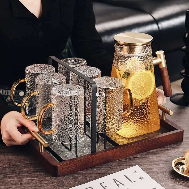 Chinese-style light luxury water set suit glass cup water Cup household living room drinking tea cup family hospitality tea set teapot