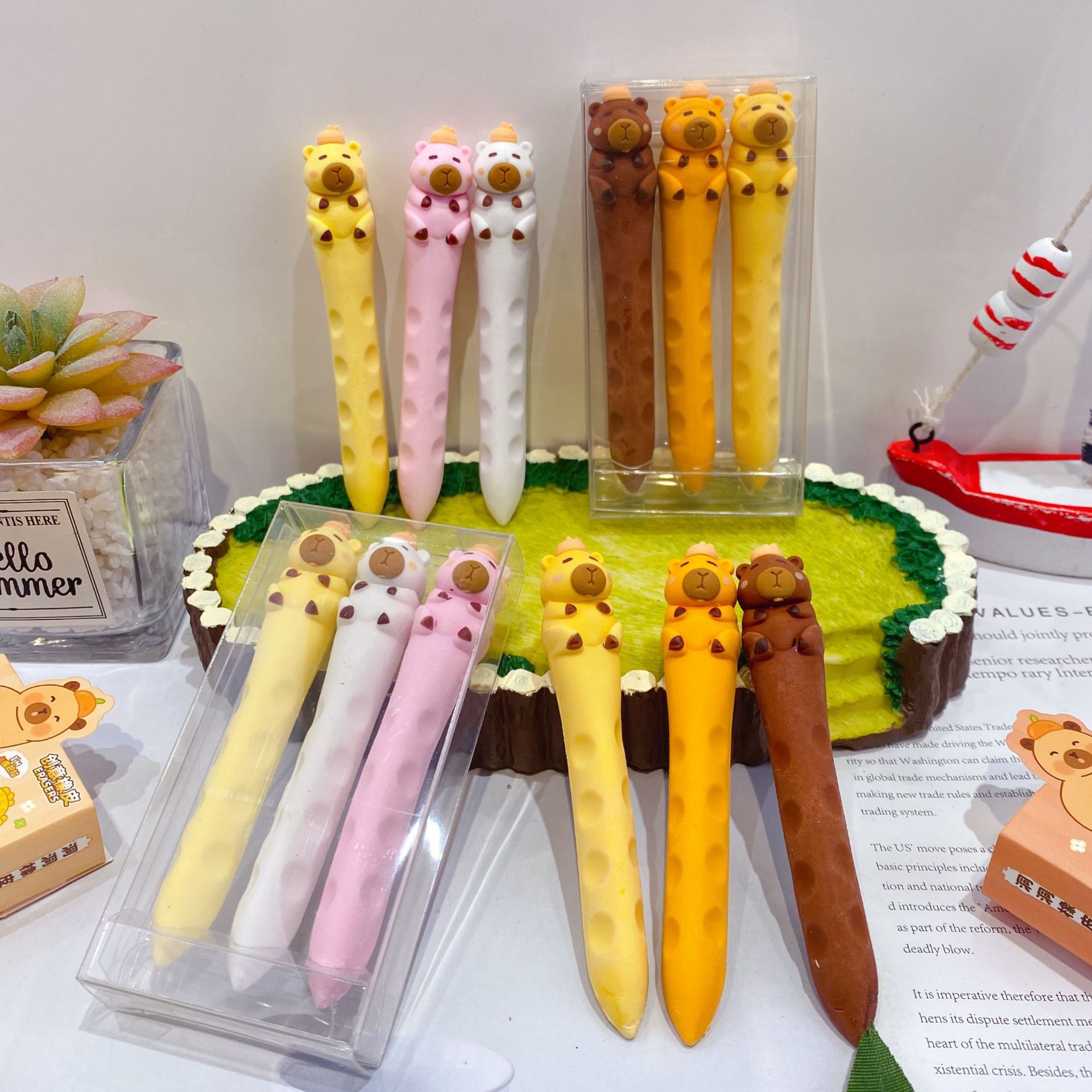 Juego de borrador de agujero de Kapi creativo 3 piezas, borrador de boceto para estudiantes, limpio y menos migajas, borrador en forma de bolígrafo, duradero