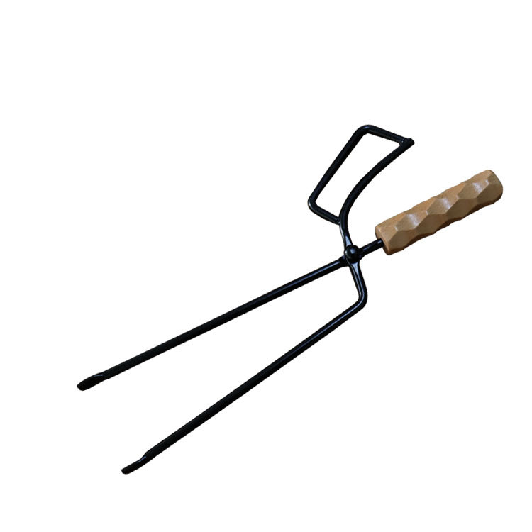 Clip de carbón de camping transfronterizo suministros al aire libre anti-escaldado mango de madera alargado carbono nuevo resorte pinzas de clip de carbono