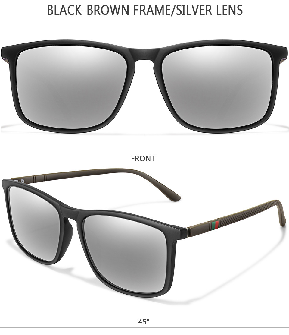 60g Weight Full Frame Glasses Structure Sunglasses Classification PC, UV400 Protection Lens Material Square Glasses Style Travel, Daily Occasion Geometric Pattern Men's Gender Simple Style Style Simple Style Geometric PC UV400 Protection Square Full Frame Men's Sunglasses 5