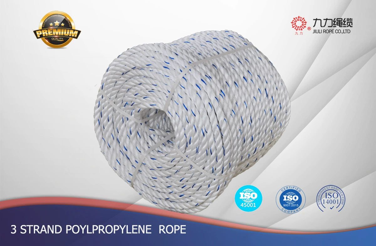Трехжильный трос, веревка из химического волокна, обвязочная веревка, полипропиленовая веревка, полипропиленовая веревка, полипропиленовая веревка, белая плюс синяя маркировочная линия, системная веревка