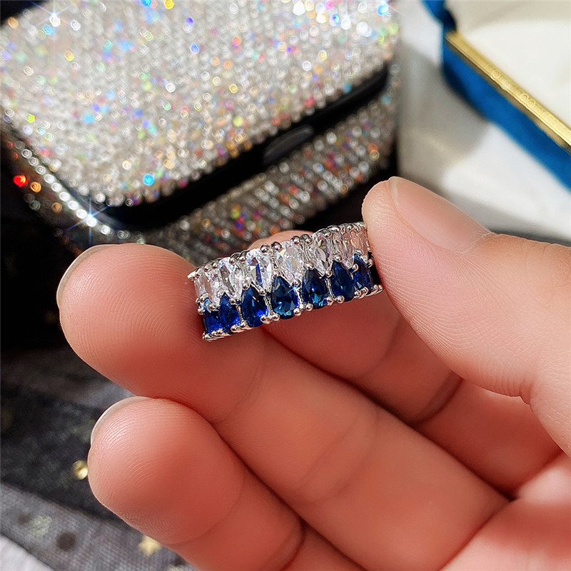 Luxurious Double Row Zircon Ring With Full Diamond Detail For Women_voghion.com