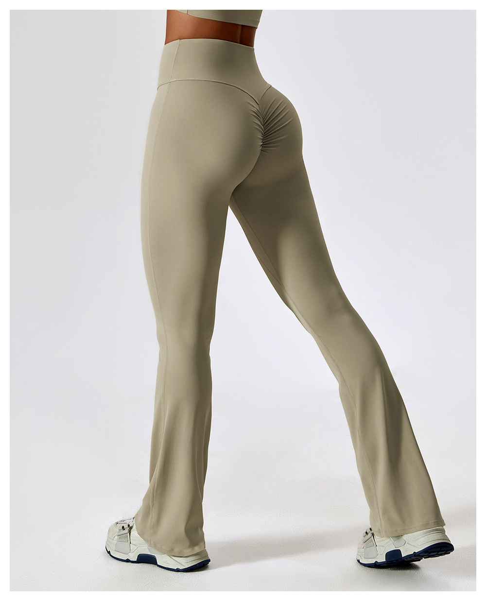 Estilo Simple Color Sólido Nylon Spandex Plisado Fondos Activos Pantalones Acampanados display picture 7