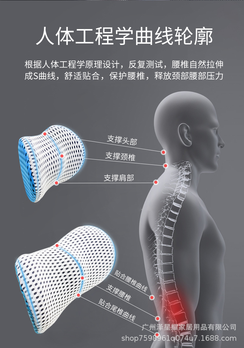 Memory foam lumbar support pillow for stress relief, slow rebound waist cushion for sofa, car, and office