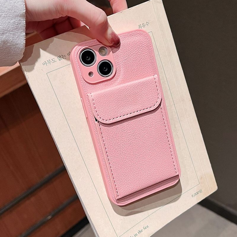 荔枝纹适用苹果17promax手机壳卡包iphone15简约12素皮全包保护套|undefined