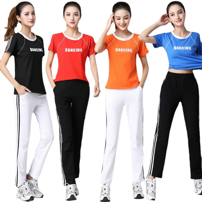 Yang Liping квадратная танцевальная одежда с коротким рукавом костюм танец привидение платье команды повседневная спортивная одежда может быть настроена