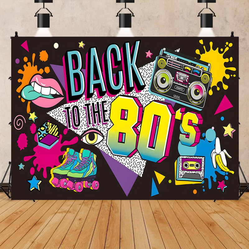 New Cross-Border Hot-Selling 80S Themed Photography Backdrop Decoration Banner Holiday Party Decoration Photo Backdrop