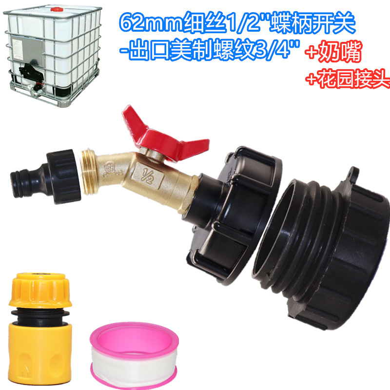 3/4 pulgadas 2 pulgadas NPS americano 1000LIBC Tonelada Junta de barril S60 * 6 Tonelada de latón grifo de mariposa 62mm