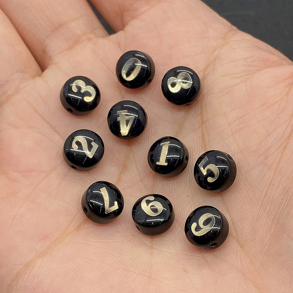 1 Piece Diameter 8mm Shell Round Number Beads display picture 5