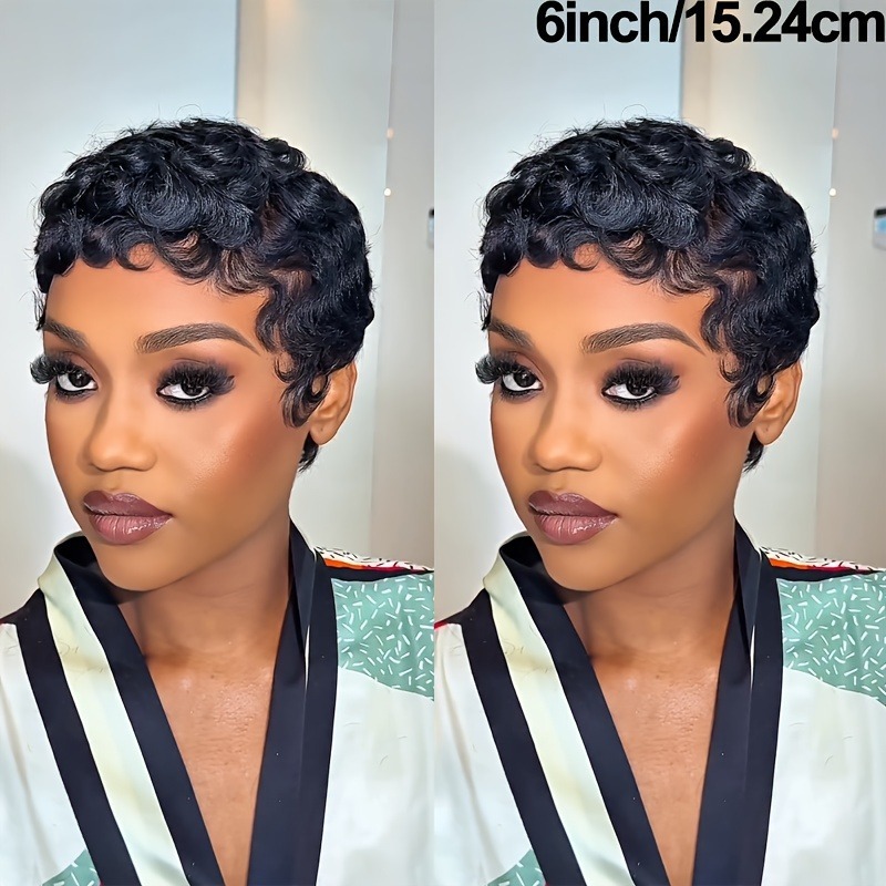6inch wave pixie cut wig human hair 2025跨境热销款外贸热销|undefined