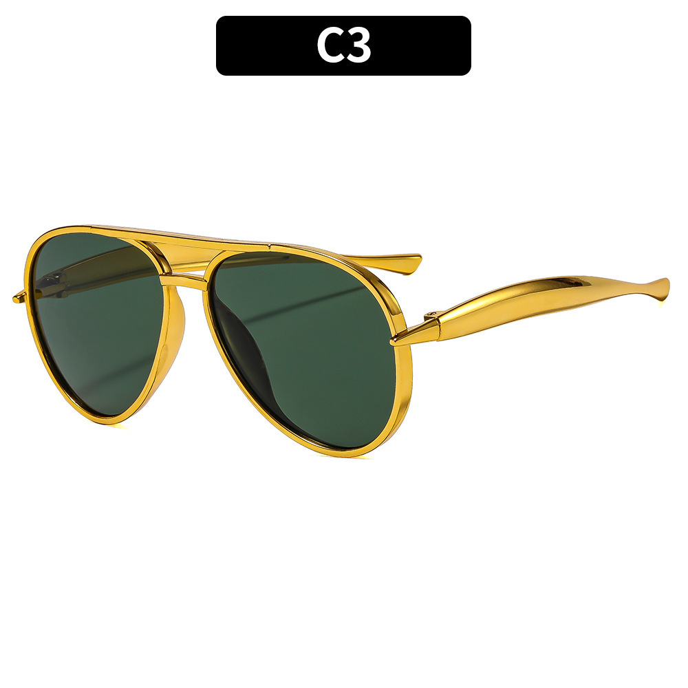 Aviator zonnebrillen met dubbele brug voor dames, retro streetstyle, afslankende high-end zonnebrillen voor heren