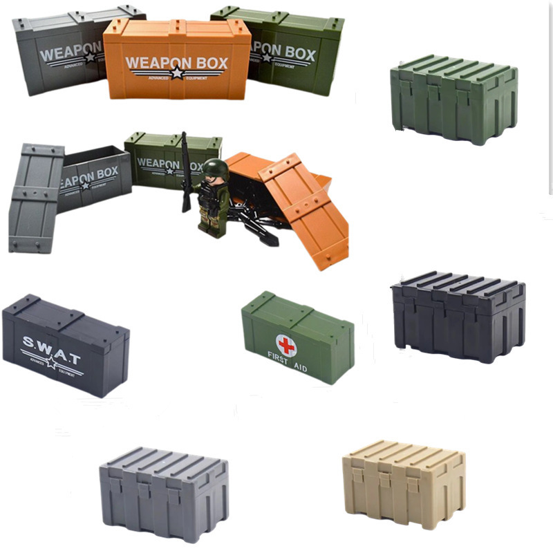Weapon Box DIY Building Blocks Weapon Box Military Equipment Storage Doll Accessories Kidsren's Building Blocks Assembly Toys