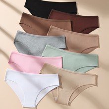 跨境爆款纯色低腰纯棉内裤女士简约时尚三角裤全棉无痕透气底裤