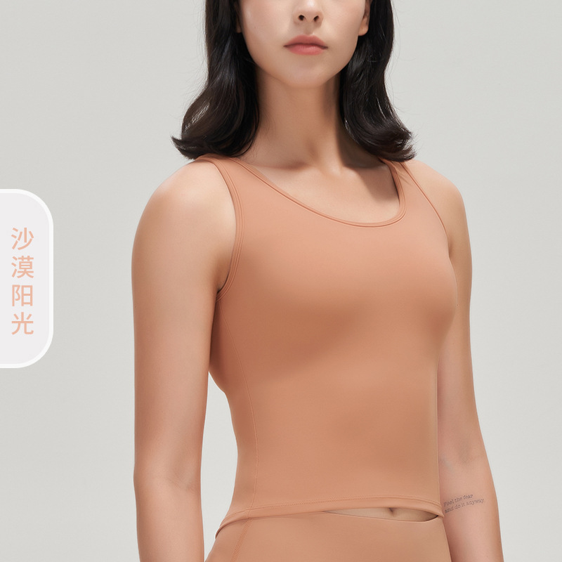 2022 otoño e invierno nuevo lycra yoga chaleco a prueba de golpes soporte superior con almohadilla en el pecho belleza espalda súper elástico deportes apretado ropa de yoga
