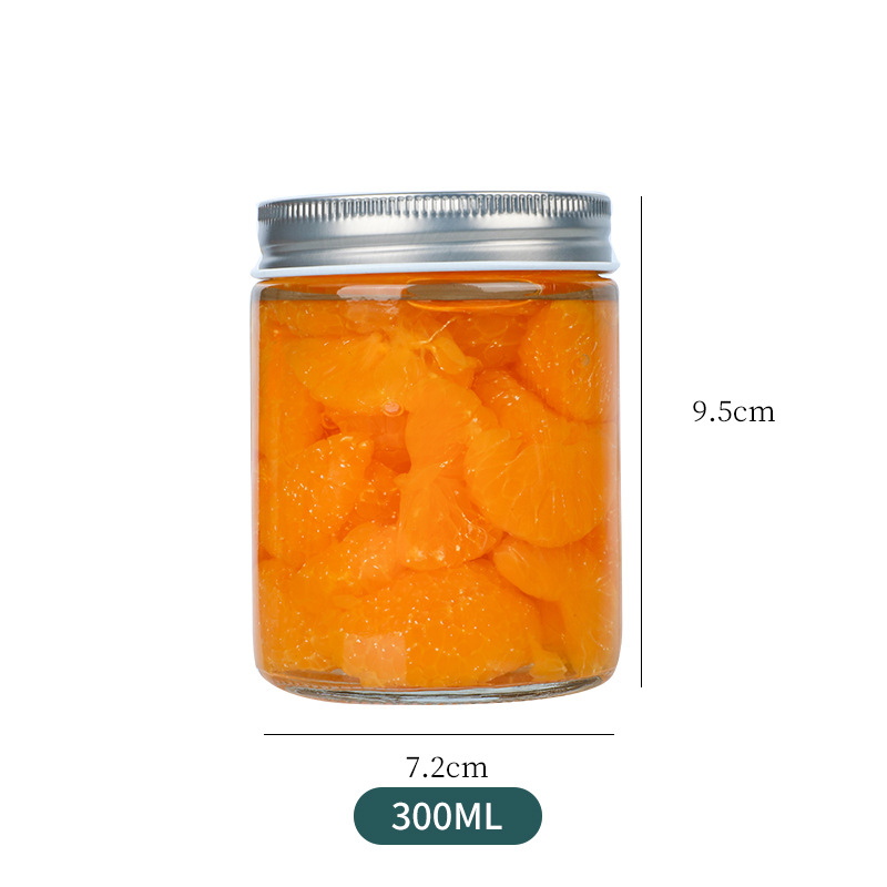Botella de almacenamiento recta sellada puede botella engrosada transparente mermelada de vidrio botella de miel al por mayor encurtidos sub-botella