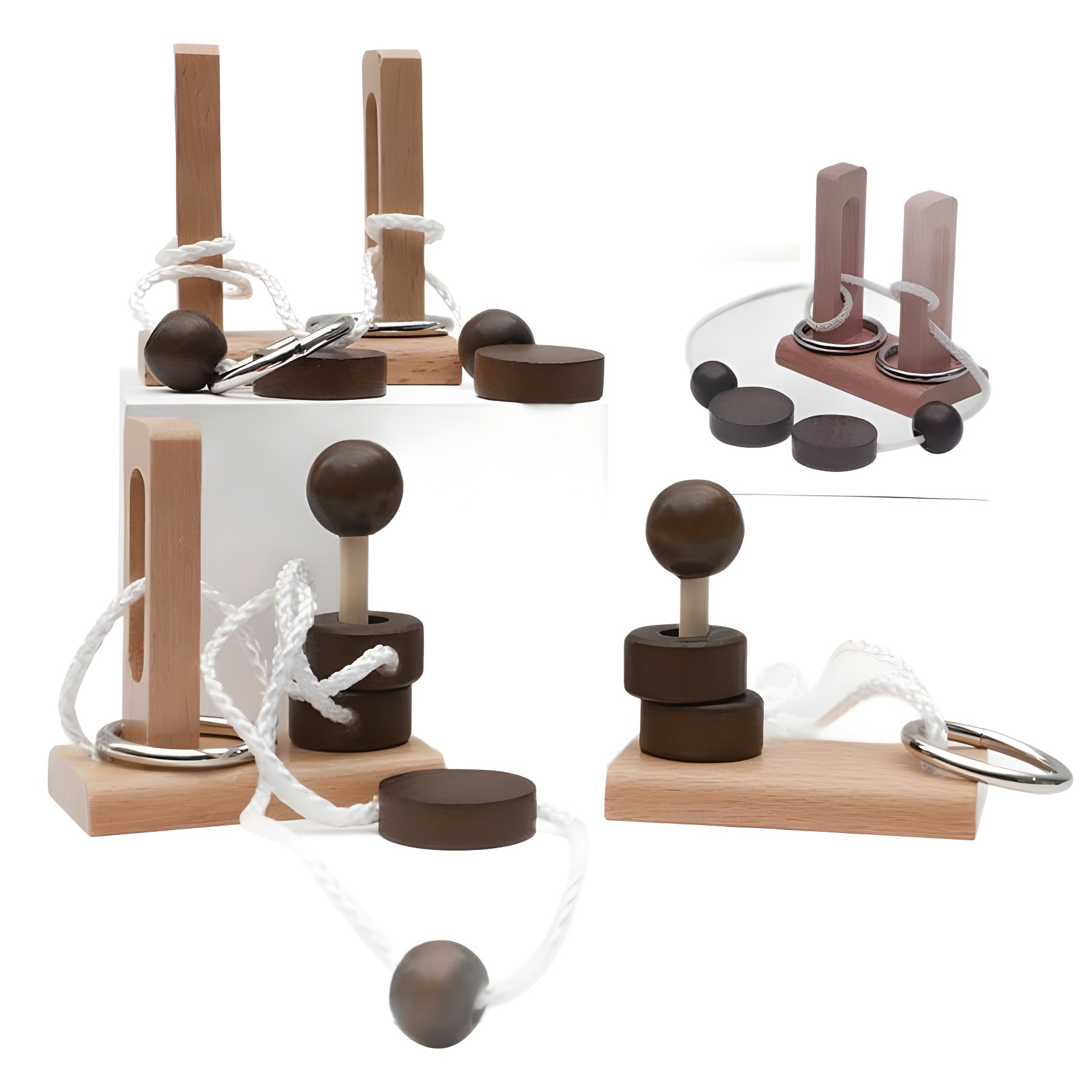 Anillo mágico de madera Escape Topología Cuerdas de liberación Columna de liberación Cuerdas Serie de pensamiento lógico para todos los niños y jóvenes