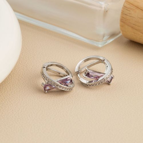小众设计高级感立体紫色锆石耳扣女小巧精致轻奢耳钉时尚气质耳环