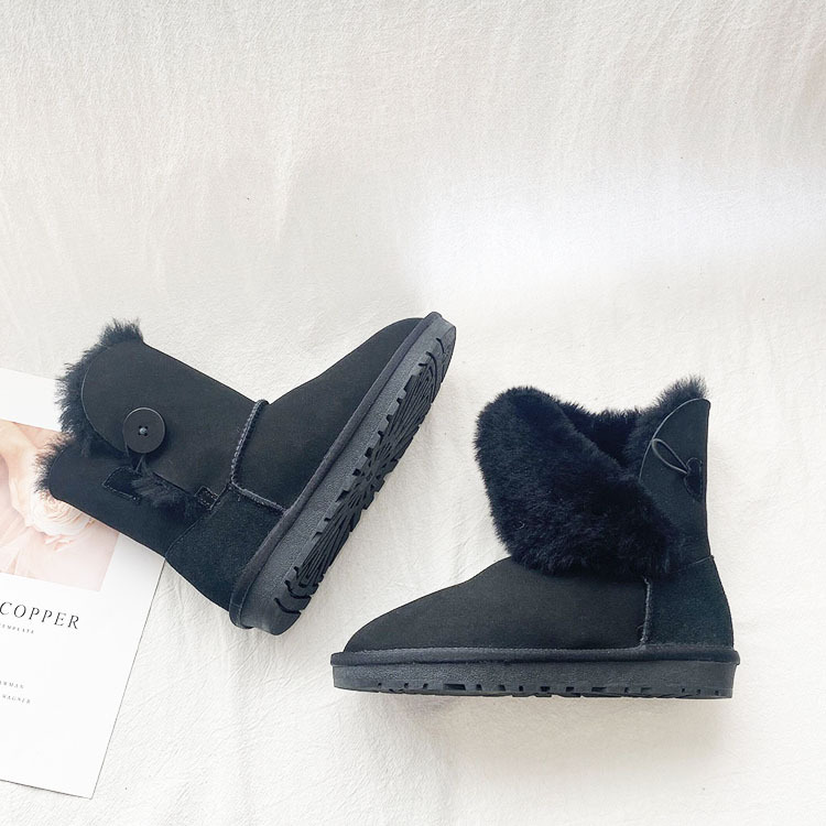 Women's Snow Boots With Sheep Fur Lining And Thick Wool Warmth_voghion.com