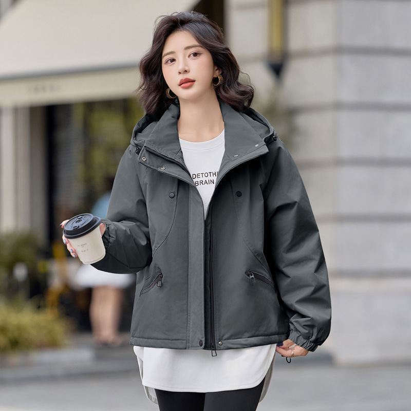 连帽夹棉外套女冬季2025新款棉袄高级感休闲大码加厚派克棉服上衣|undefined