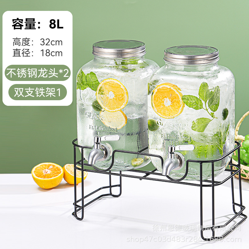 Barril de vidrio grueso barril de cola transparente con grifo sellado barril de frutas taza hervidor certificación de grado alimenticio image 44