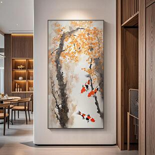 "Qiongzhili Dream" Brings Wealth and Auspiciousness, Koi Dafen Village Oil Painting, High-End Entrance Hall Hanging Painting, Chinese Texture Painting