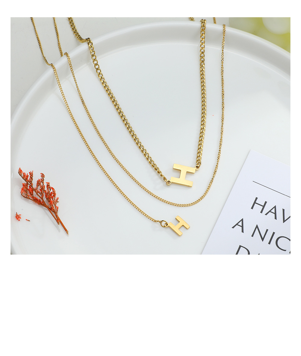 Letter  Style Stainless Steel Titanium Steel Pendant Necklace Wholesale display picture 3
