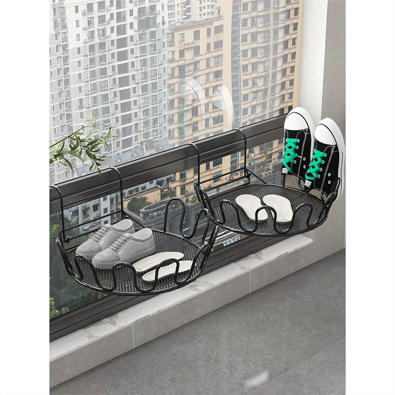 Balcón estante de secado de zapatos artefacto anti-robo ventana barandilla ventana estante de secado ventana alféizar sandalias de secado al aire libre