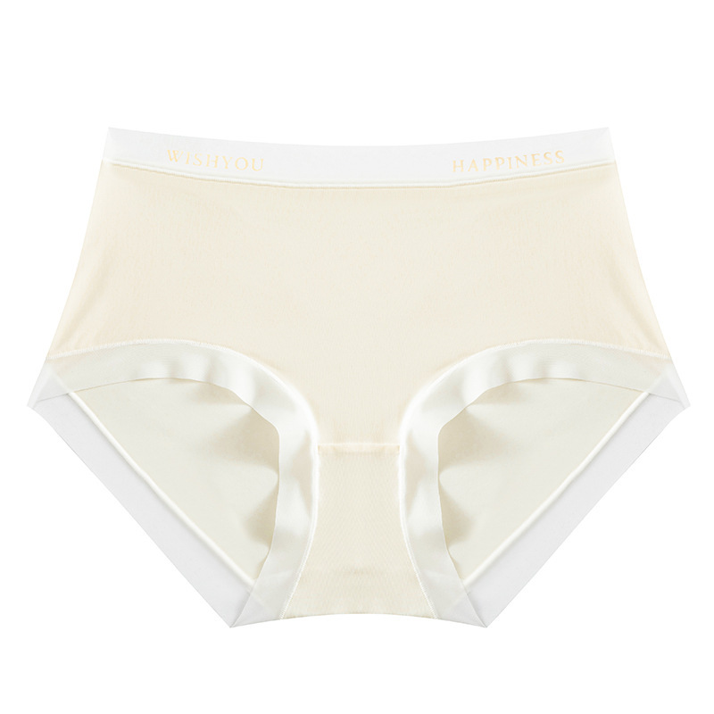 Ropa interior de seda de hielo sin costuras de mujer máscara de cintura media entrepierna de algodón de niña antibacteriana Levantamiento de cadera transpirable más pantalones cortos de tamaño Delgado
