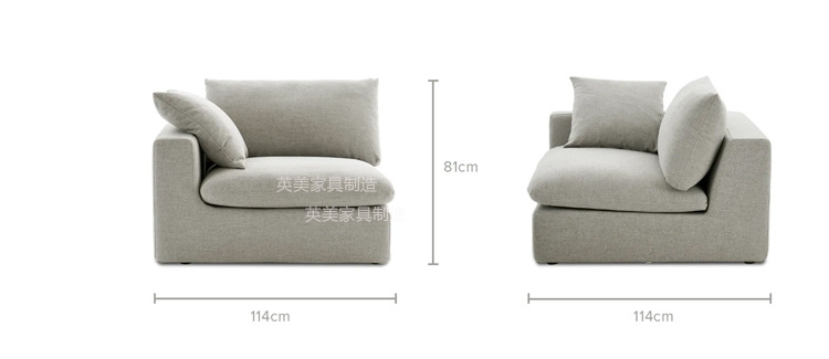 Sala de estar de lino nórdica combinación de nube de arena moderna simple línea directa módulo de hotel crema sofá de esquina de viento