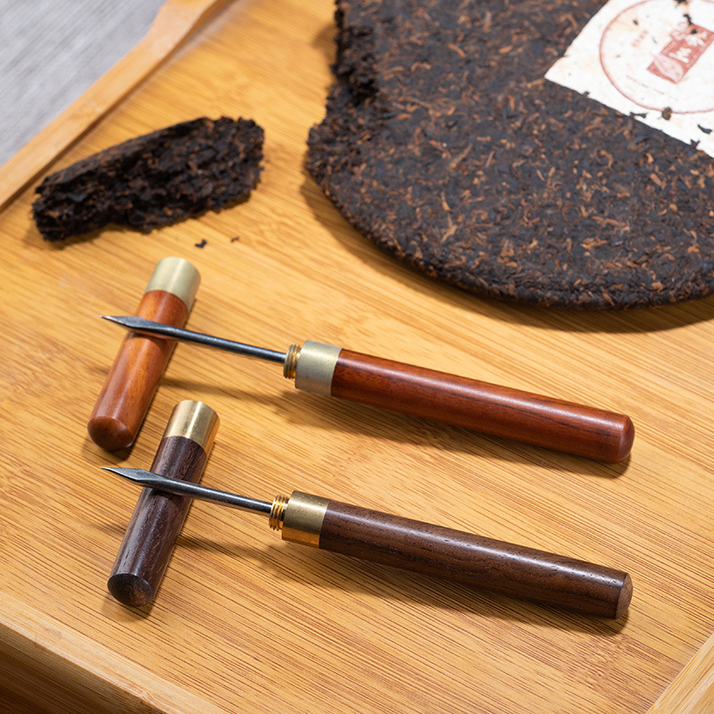 Cuchillo de té de ébano pu'er aguja de té cono de té palanca de Té Negro herramienta de té abierta juego de té de Kung Fu ceremonia del té accesorios logotipo fijo