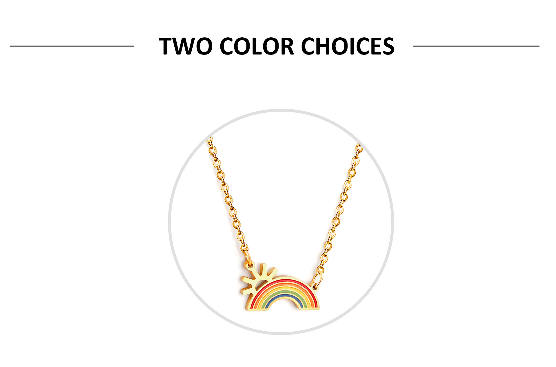 Fashion Rainbow Stainless Steel Plating Pendant Necklace 1 Piece