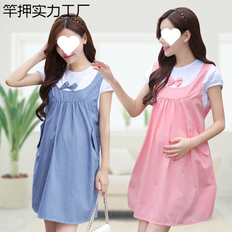 孕妇连衣裙夏天大肚子中长款宽松防辐射孕妇裙外穿款6到9个月薄款
