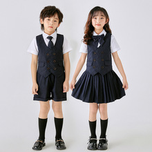 幼儿园园服夏装英伦风小学生校服班服毕业表演服短袖套装学院风