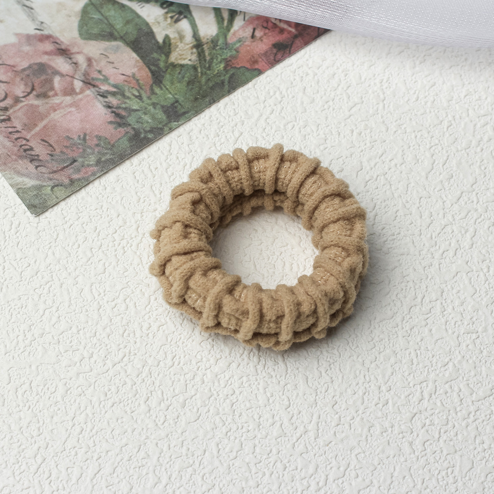 두껍고 탄력있는 머리끈 - 연한 갈색
