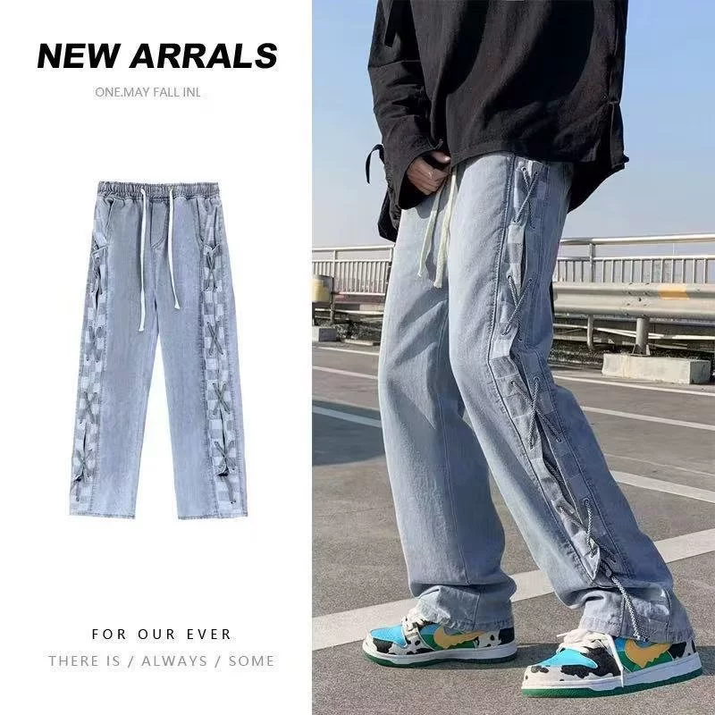 Японские ретро джинсы мужские боковые ремни