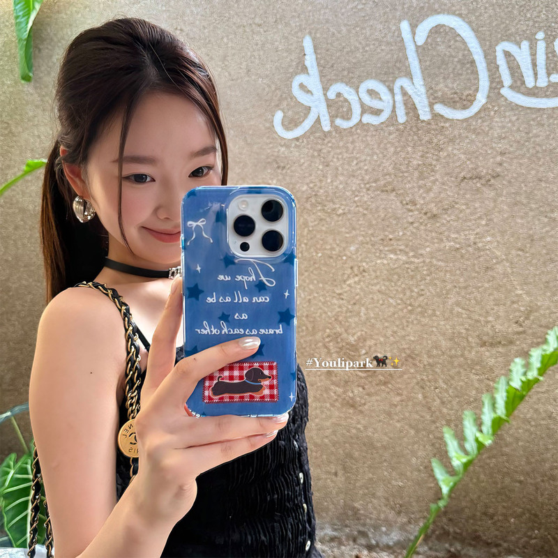 Yuri Park ins かわいいレトロデニムブルースターダックステリア 15 16pro Apple 16ProMax ハンドに適しています|undefined