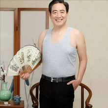 100%纯棉中老年背心透气棉汗衫夏季男士宽松老头衫吸汗跨栏背心