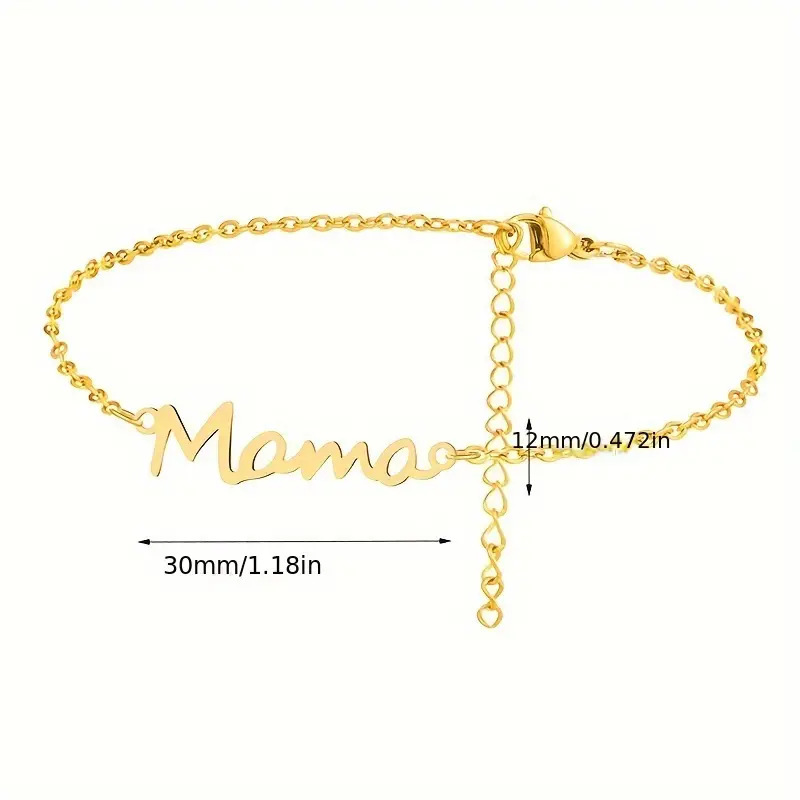 Holiday, Daily Occasion 304 Stainless Steel Material Basic Simple Style Letter 304 Stainless Steel Cable Chain Bracelets In Bulk