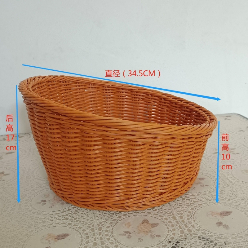 imitación de caña trenzada cesto de almacenamiento inclinado cesto de exhibición de plástico frutas de exhibición de verduras acabado trenzado cesto casero cuadrado inclinado