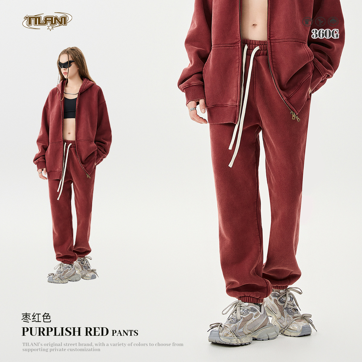 TILANI suéter de los hombres pantalones de chándal traje transfronterizo marca de moda con capucha Otoño e Invierno de lana forrada engrosada conjunto de dos piezas de los hombres