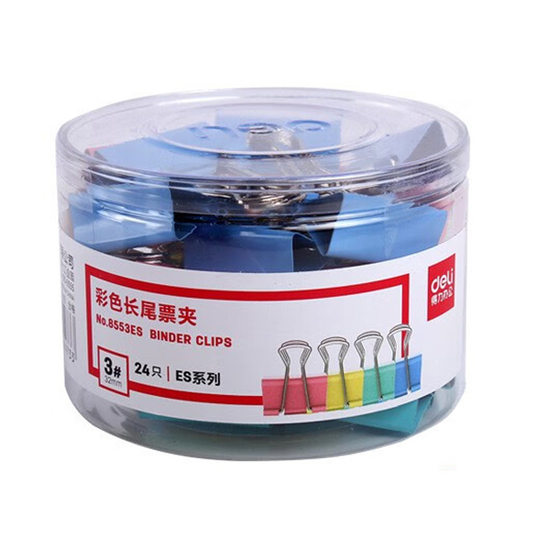 Deli color long tail clip ticket clip dovetail clip data clip 1-6# large and medium small size metal clip wholesale