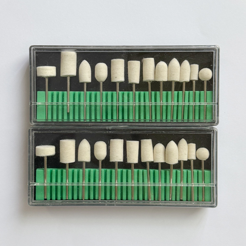 12 piezas de molienda de lana, amolador de uñas eléctrico, caja de molienda de lana, pulido de uñas