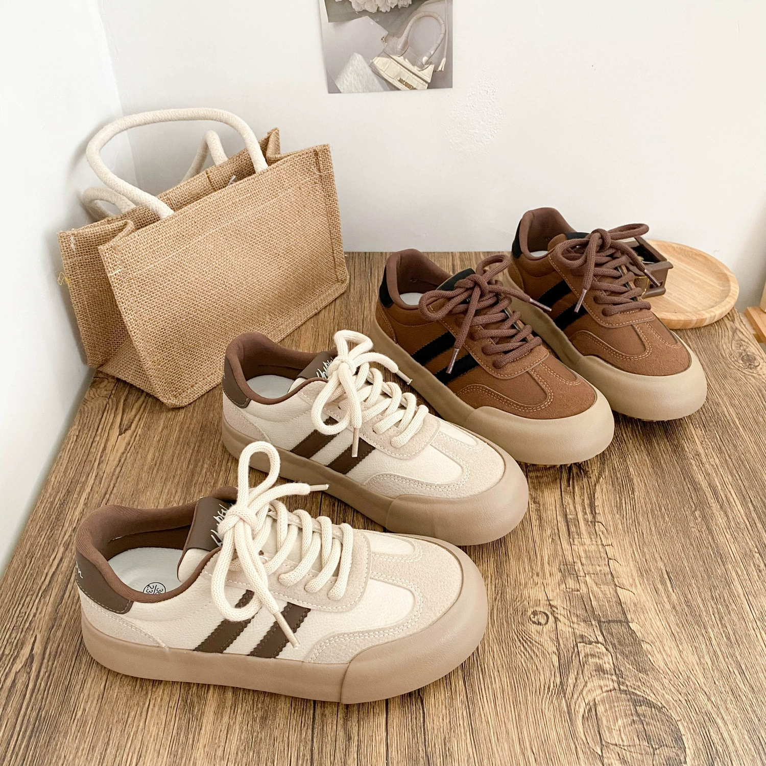 6354 Немецкая тренировочная обувь на толстой подошве Женская новая ниша 2023 года со взрывами в гонконгском стиле в стиле ретро, универсальная ниша с круглым носком, обувь для коньков