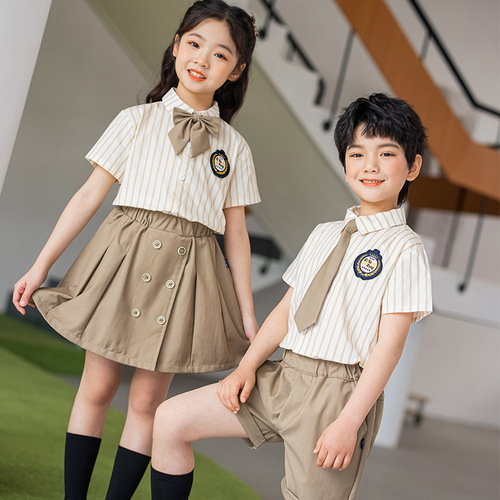 School uniform set, British style children's class uniform for primary school students, summer kindergarten teacher uniform, graduation uniform, college style custom-made