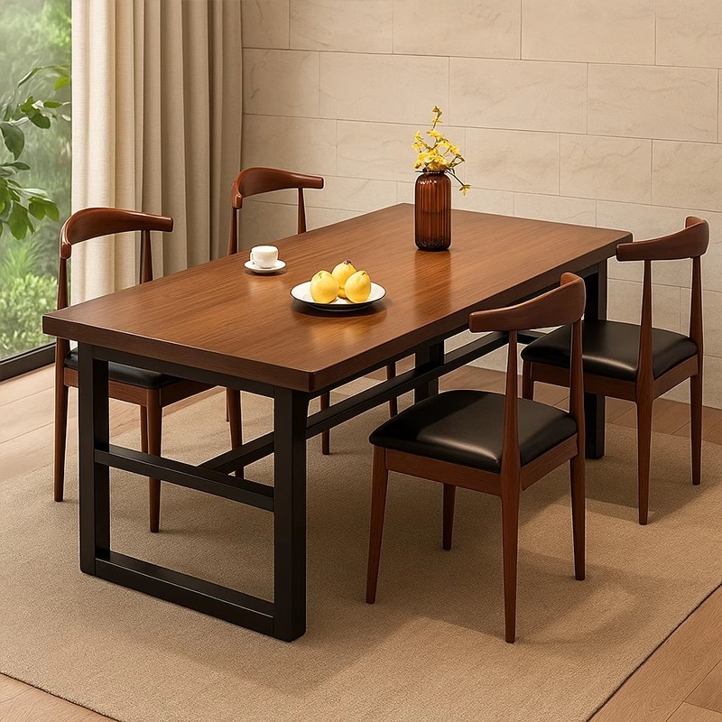Mesa de comedor pequeña casa de alquiler de alta calidad minimalista mesa rectangular 2025 nueva combinación de mesa de comedor y silla