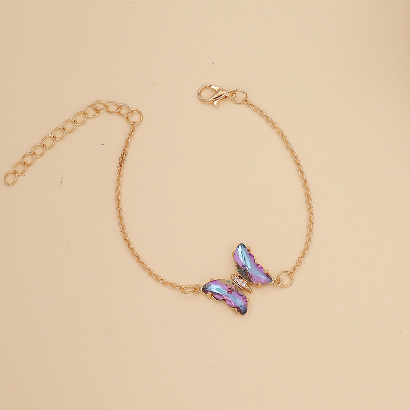 fashion simple multicolor gradient butterfly necklace
