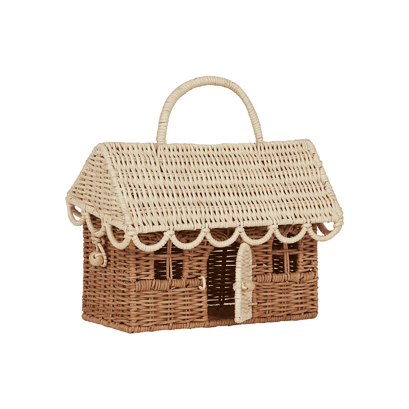 Casa nórdica bolsa de tejido casa juguetes para niños bolsas de mano cestas de paja cubierta cestas de almacenamiento accesorios de fotografía
