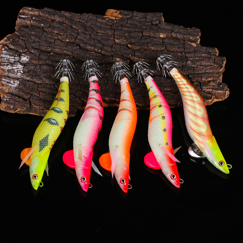 5 Pcs Squid Jig Fishing Lure Hard Baits Fresh Water Bass Swimbait Tackle Gear