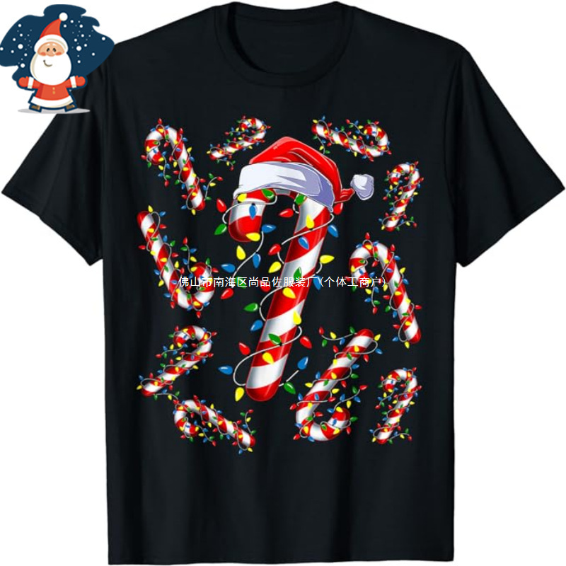 Snowflake Santa Print T-Shirt Christmas Tree Graphic New Tops & T-Shirts Funny Millennial Fashion Short