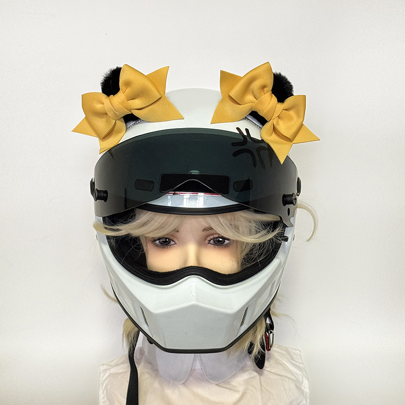 Bow Three-dimensional | Auto Parts and Accessories - cat-ear-bow-yellow-black-pair-of-ears-no-helmet
